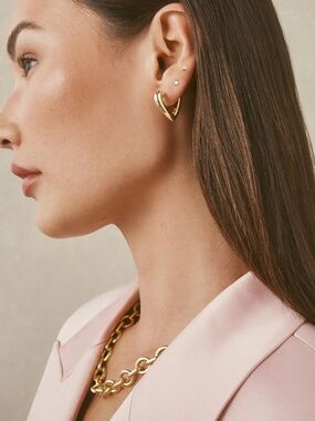 1Day Sale NEW GORJANA Large Amour Heart Hoops Earrings 18k Gold